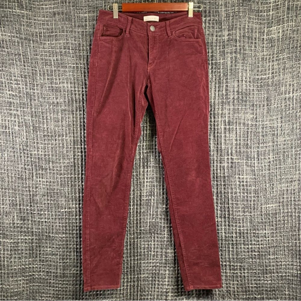 Ann Taylor LOFT Fresh Syrah Burgundy Curvy Skinny Corduroy Size 4 #909